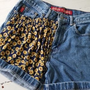 Vintage 1990's  Guess Denim Jean Shorts Daisies